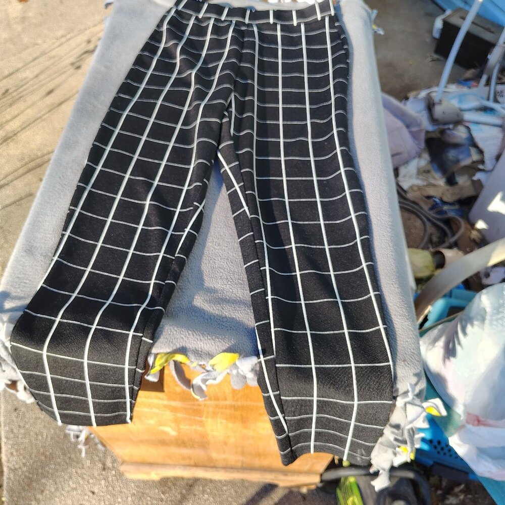 Black and White checkered fitted dress pants.